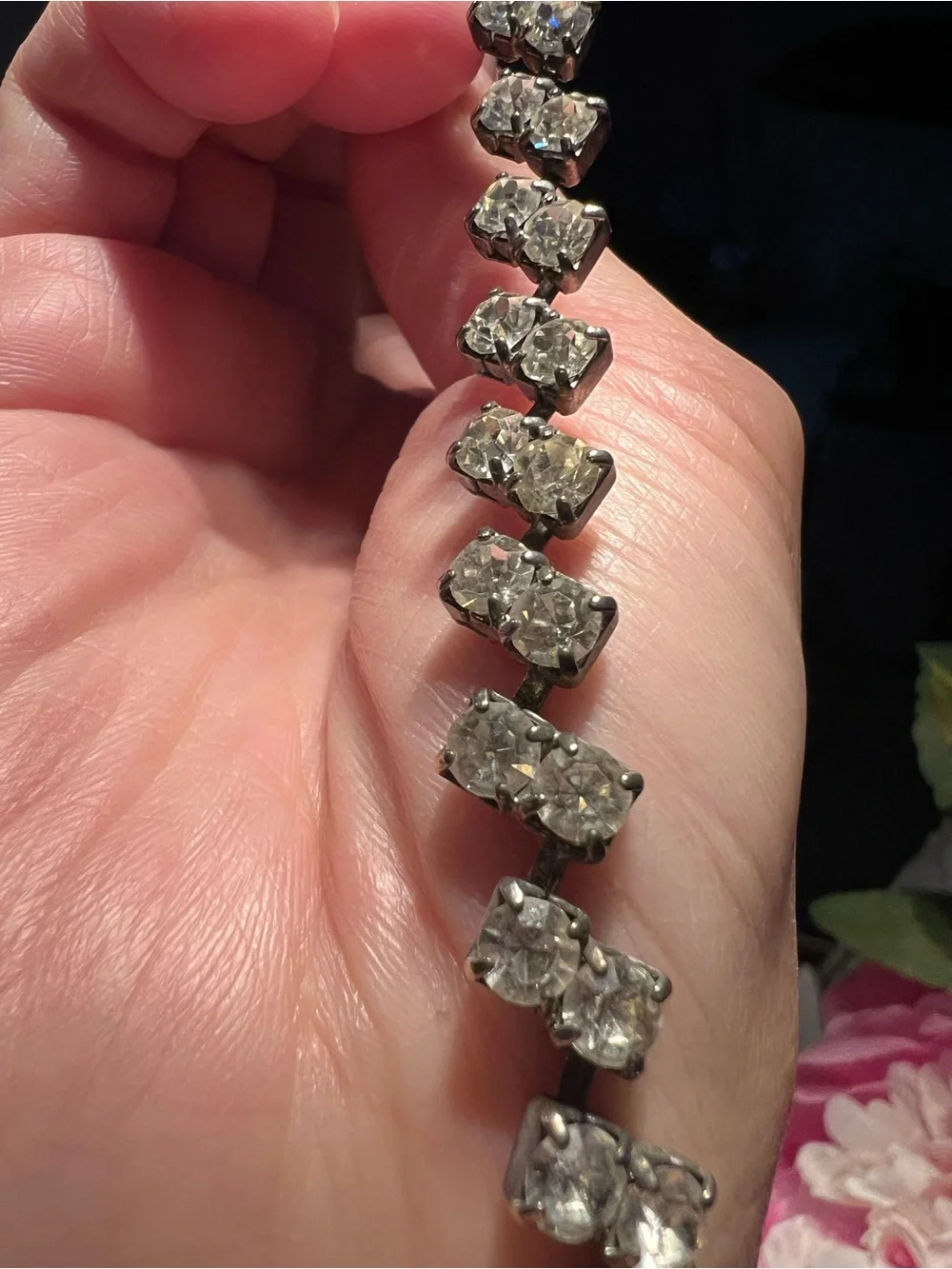 Silver-Tone Crystal Tennis Bracelet - Clear Stones